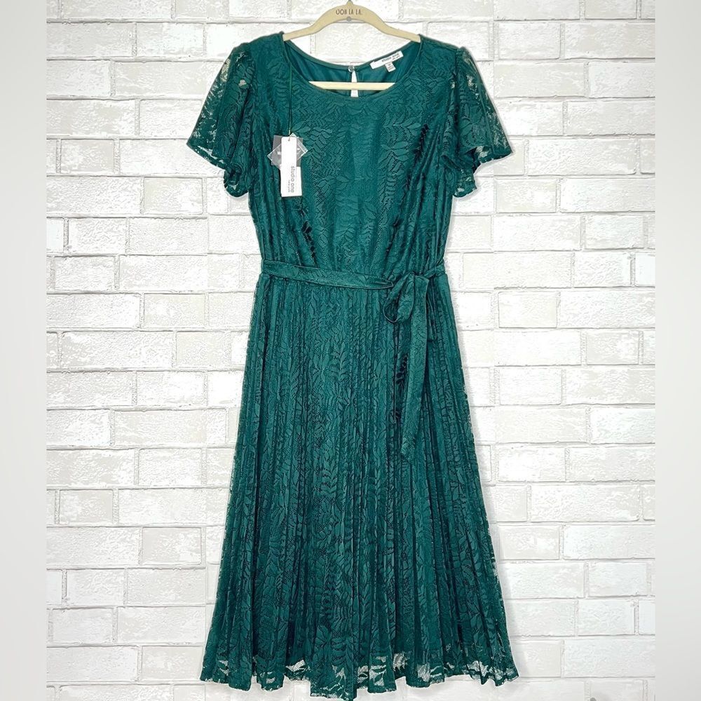 💚 STUDIO ONE 💚 New York Beautiful lace dress  green size 10 new with tags